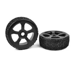 Off-Road 1/8 Buggy Tires - Ninja - Low Profile - Glued On Black Rims - 1 Pair -C-00180-376