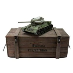 RC Pro-Edition T-34/85 Green IR Tank Metal Edition Geleverd In Luxe Houten Krat & Rook Uit De Loop Versie -11506-GN